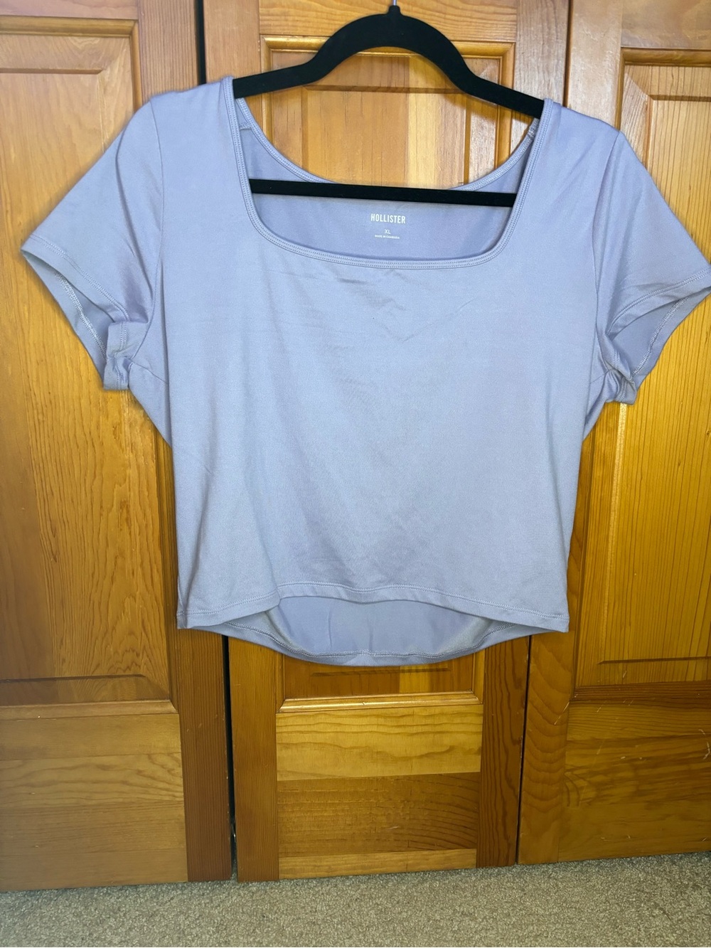 Hollister Lilac Square-Neck Short Sleeve Crop Top